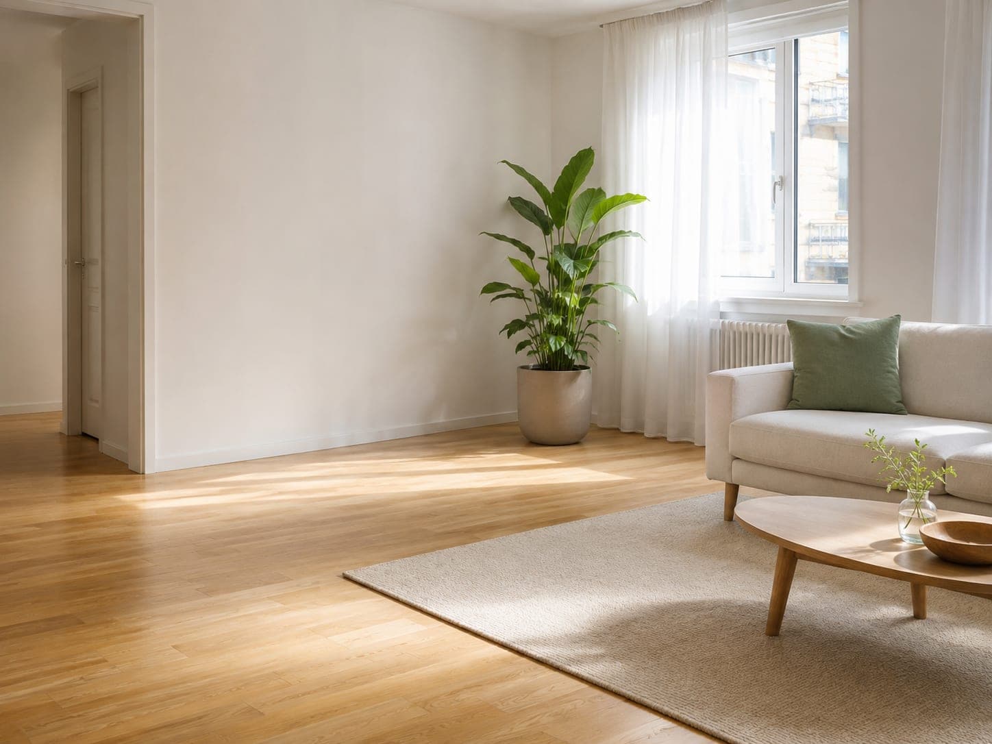 Séjour d'appartement lumineux après le passage de Toti Nettoyage